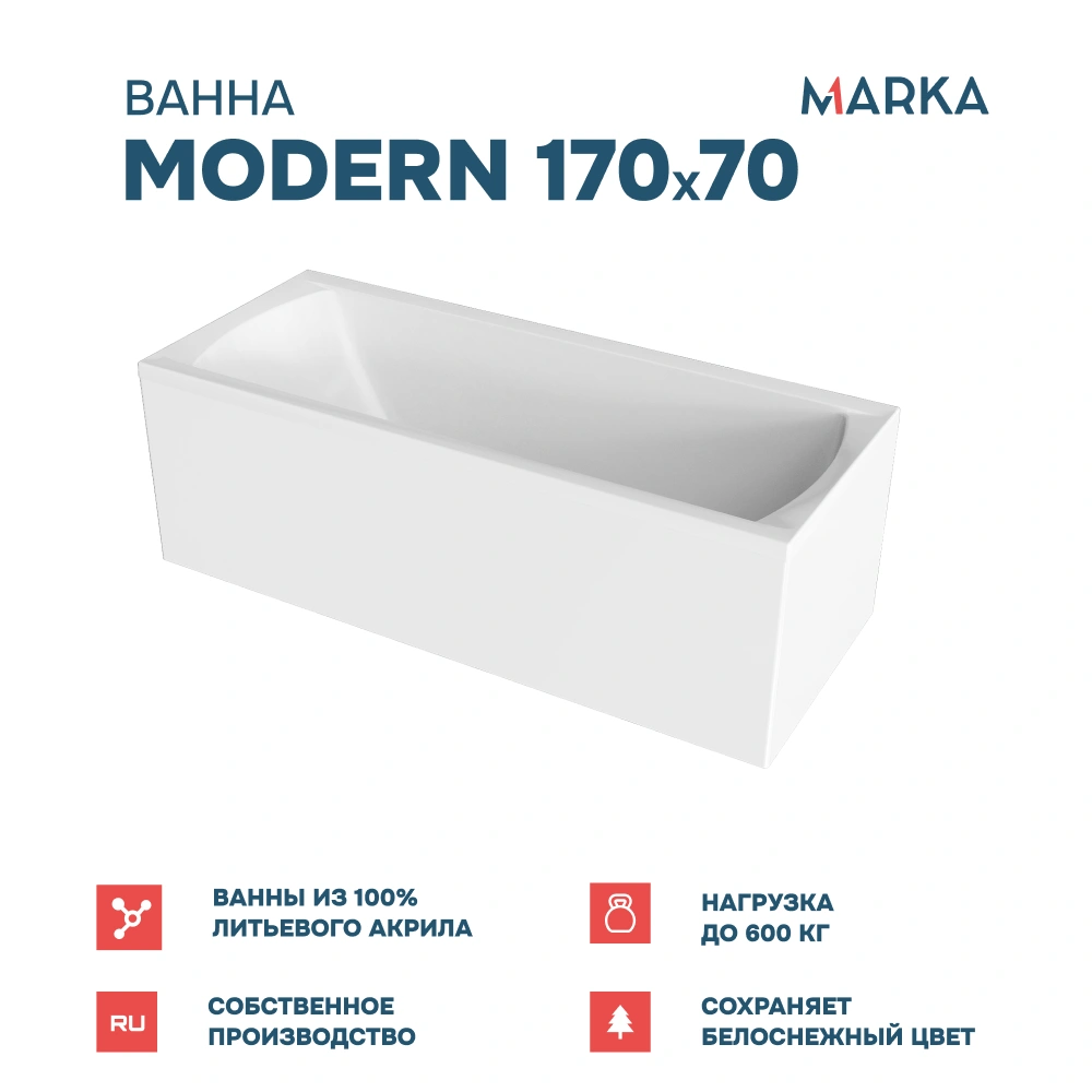 Ванна 1Marka MODERN 170*70 Комплект Стандарт 2+ от магазина Vanna-Vanna.ru!