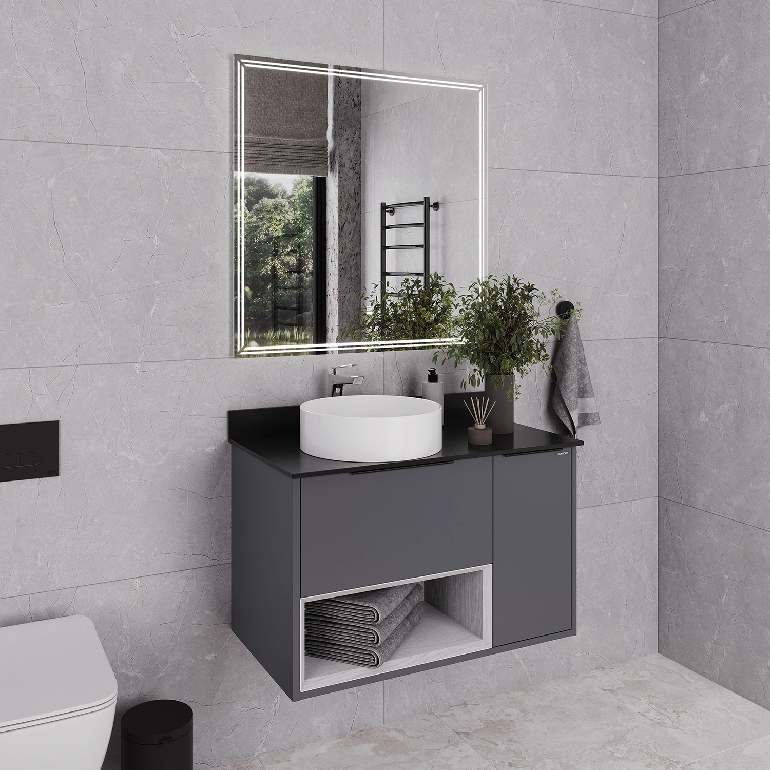Зеркало Comforty Джанкой 90 с подсветкой, бесконтактный сенсор от магазина Vanna-Vanna.ru!