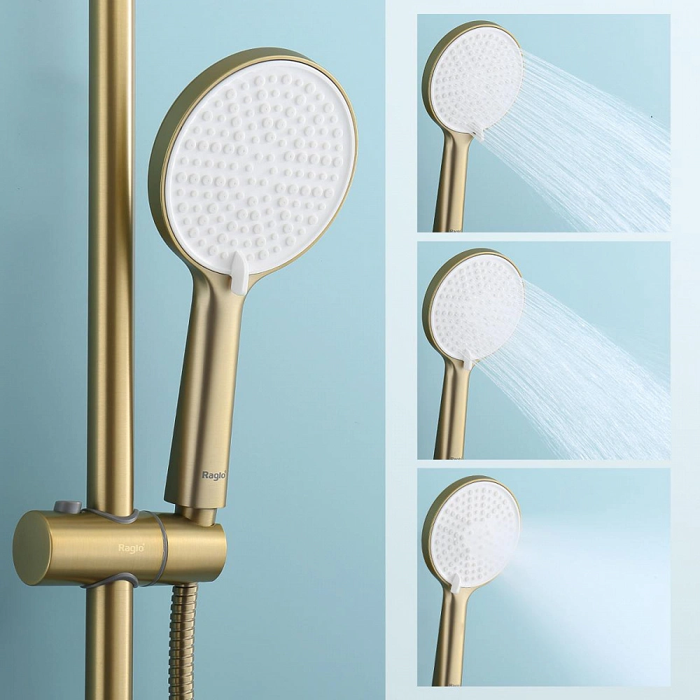 Душевая система с термостатом Raglo R20.26.03, сатин золотой от магазина Vanna-Vanna.ru!