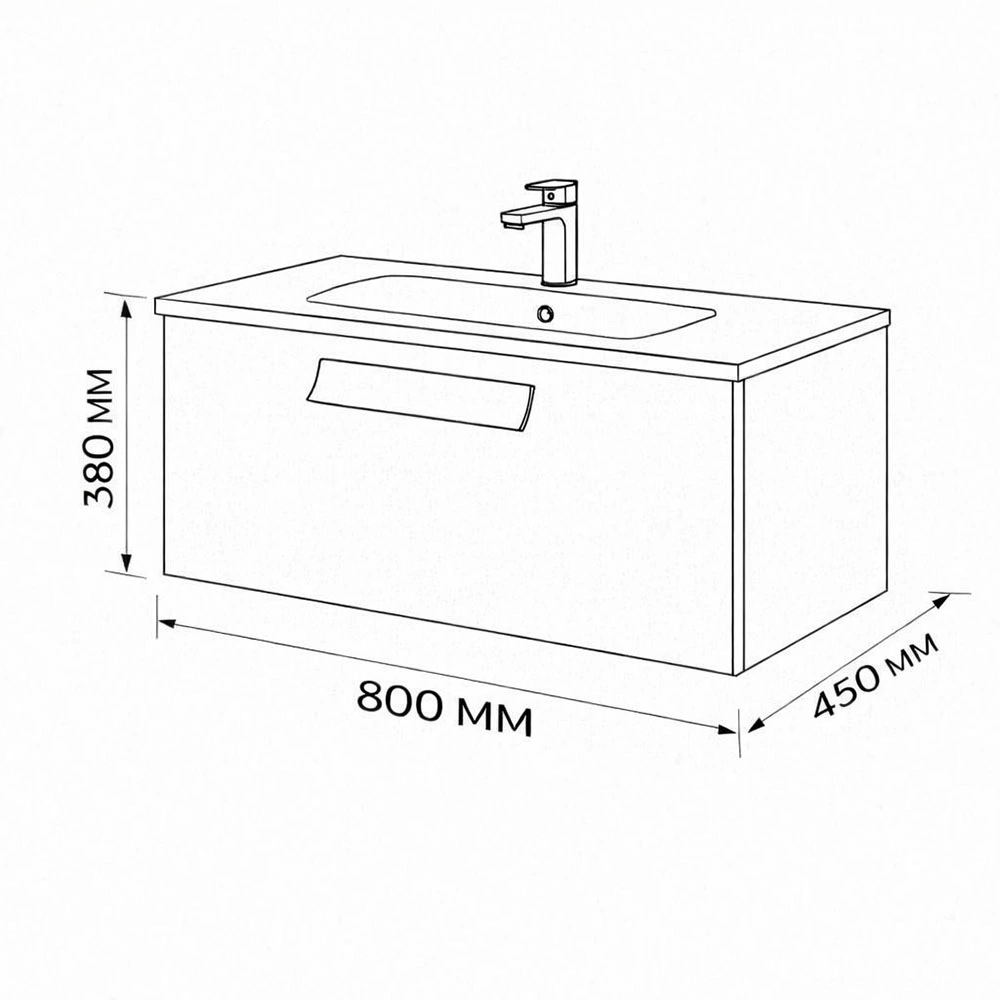 Тумба с раковиной подвесная (80 см) Terminus Noto NOT10801099901O, черный soft touch от магазина Vanna-Vanna.ru!