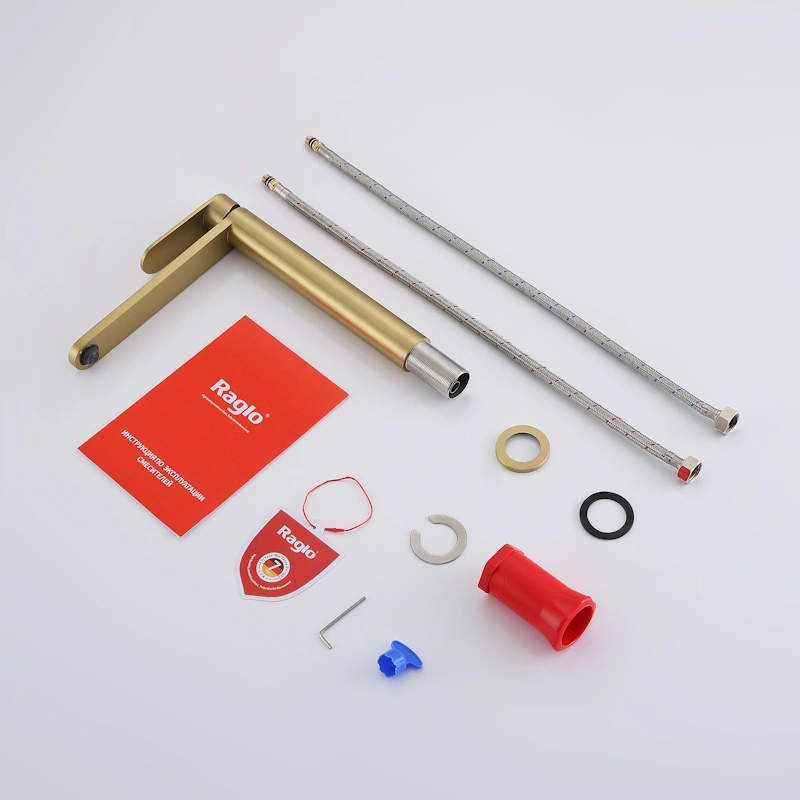 Смеситель для раковины высокий Raglo R10.15.03, золотой сатин от магазина Vanna-Vanna.ru!