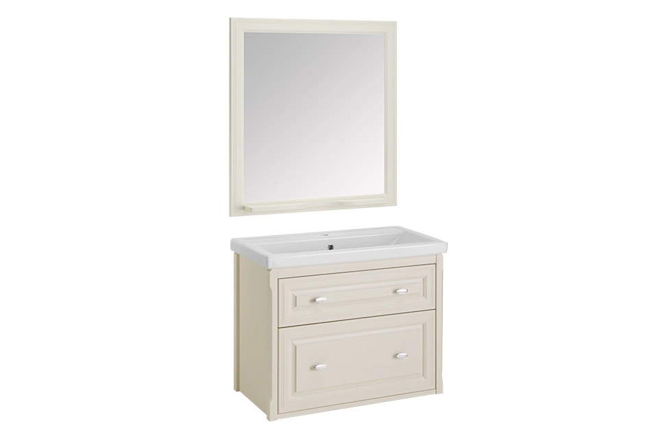 Мебель для ванной ASB Woodline Кастелло 80 комплект, подвесной, бежевый от магазина Vanna-Vanna.ru!