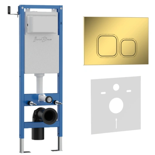 Комплект 2в1 IBERICA BLANCA инсталляция SILENCIO MINI, кнопка смыва ESTI-Q золото глянцевое (IB.001M.836) от магазина Vanna-Vanna.ru!