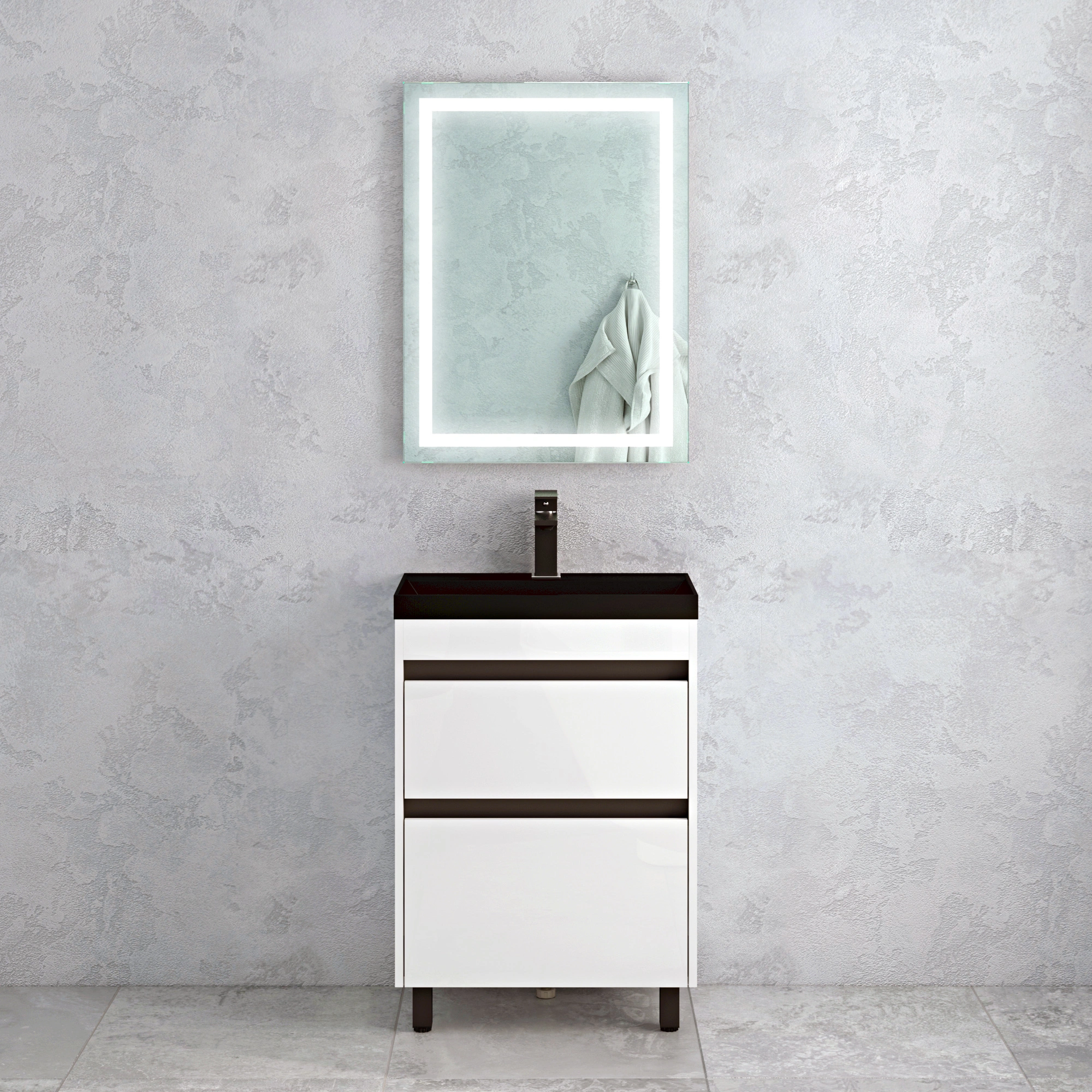 Тумба напольная Corozo Некст 60 Z2, белый матовый, с раковиной Classica Slim 60 от магазина Vanna-Vanna.ru!
