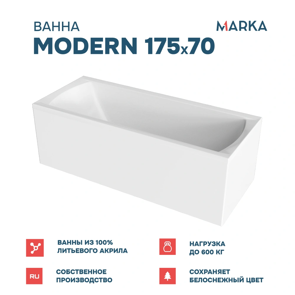 Ванна 1Marka MODERN 175*70 Комплект Стандарт 2+ от магазина Vanna-Vanna.ru!