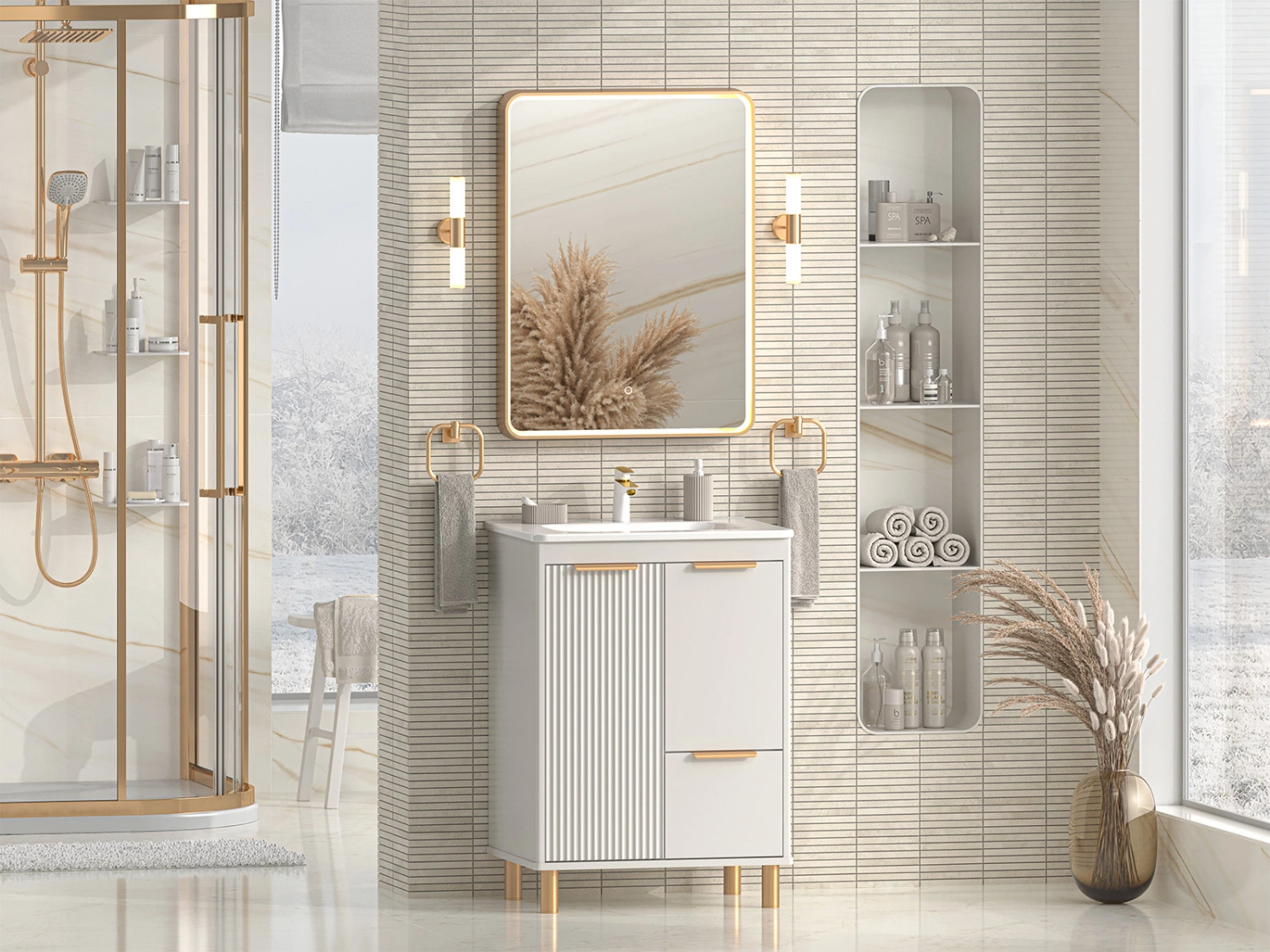 Тумба с раковиной Brevita Risacca Crema 60 напольная, серый от магазина Vanna-Vanna.ru!