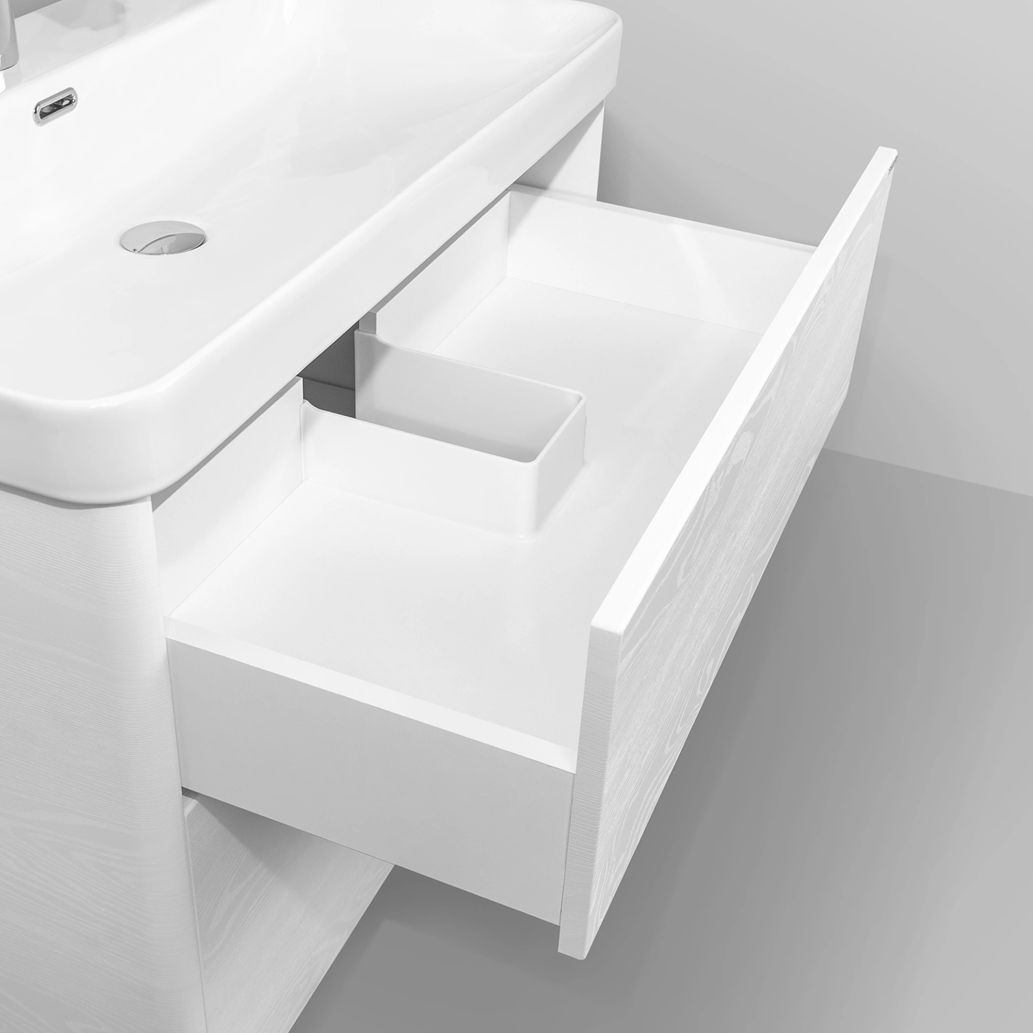 Тумба подвесная Comforty Сенеж-80 ясень белёный с раковиной CF19595BX-80 от магазина Vanna-Vanna.ru!