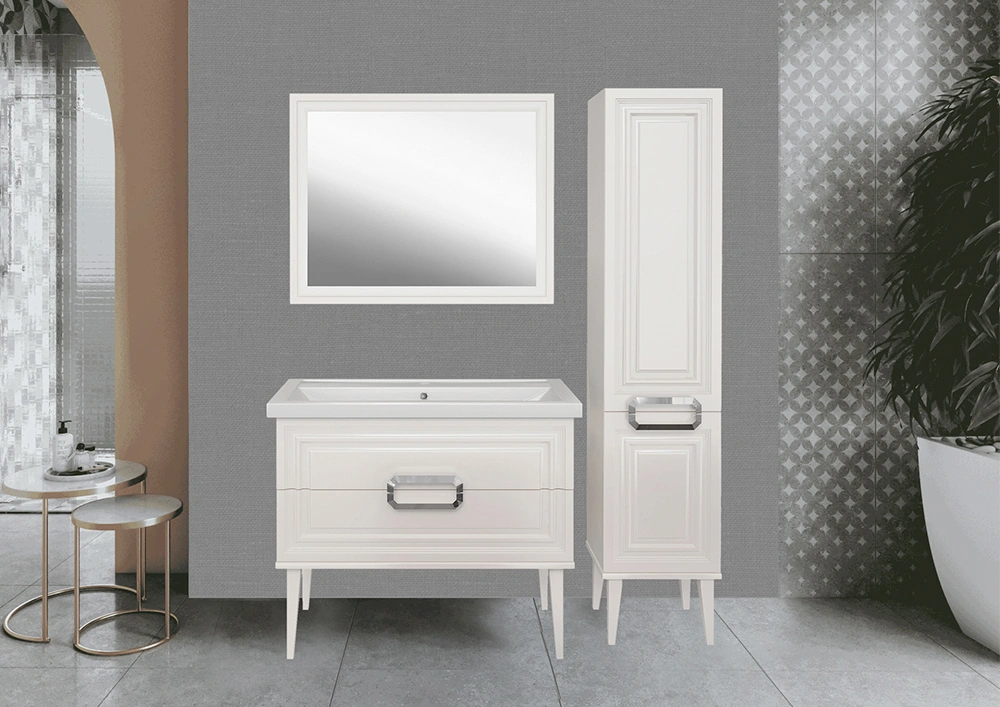 Мебель для ванной ASB Woodline Летиция 80 комплект, напольный, белый, хром от магазина Vanna-Vanna.ru!