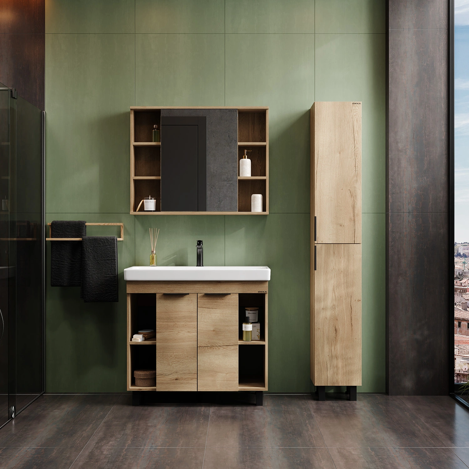 Тумба с раковиной Onika Легран 90 напольная, дуб галифакс от магазина Vanna-Vanna.ru!