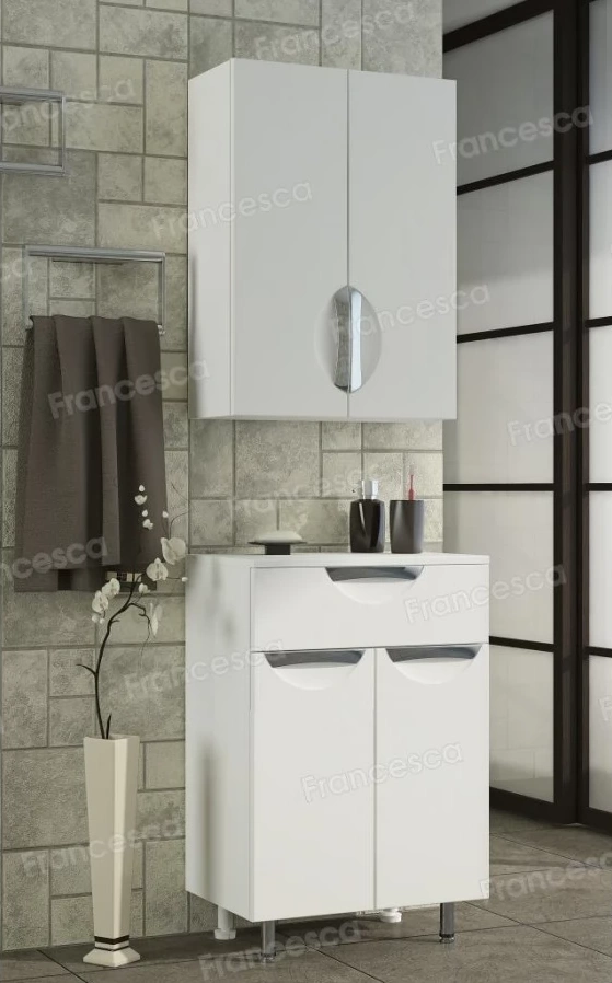 Тумба с раковиной Francesca Доминго 60 напольная, 1 ящик, белая от магазина Vanna-Vanna.ru!