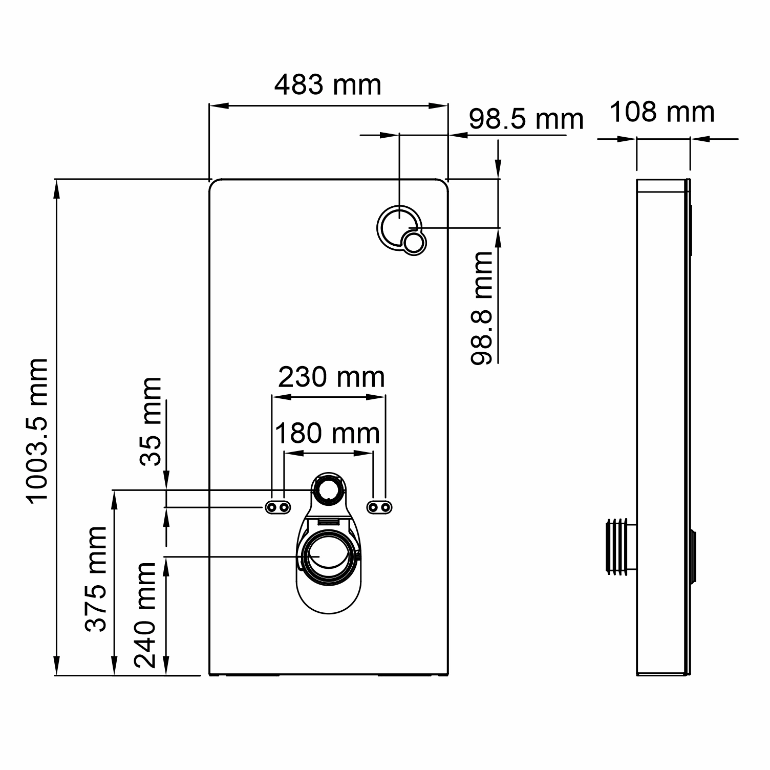 Инсталляция WasserKraft Naab 86TLT.040.PE.WH для подвесного унитаза, пристенный модуль, с пневматическим механизмом смыва от магазина Vanna-Vanna.ru!