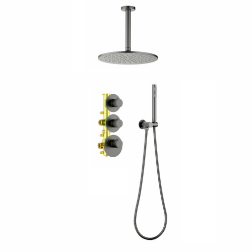 Душевая система встроенная с термостатом Timo Saona SX-2399/18SM черное золото от магазина Vanna-Vanna.ru!