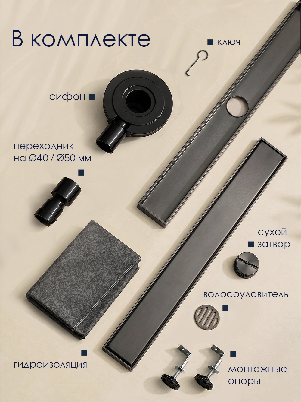 Душевой лоток WasserKraft Нирс 30D60GR графит от магазина Vanna-Vanna.ru!