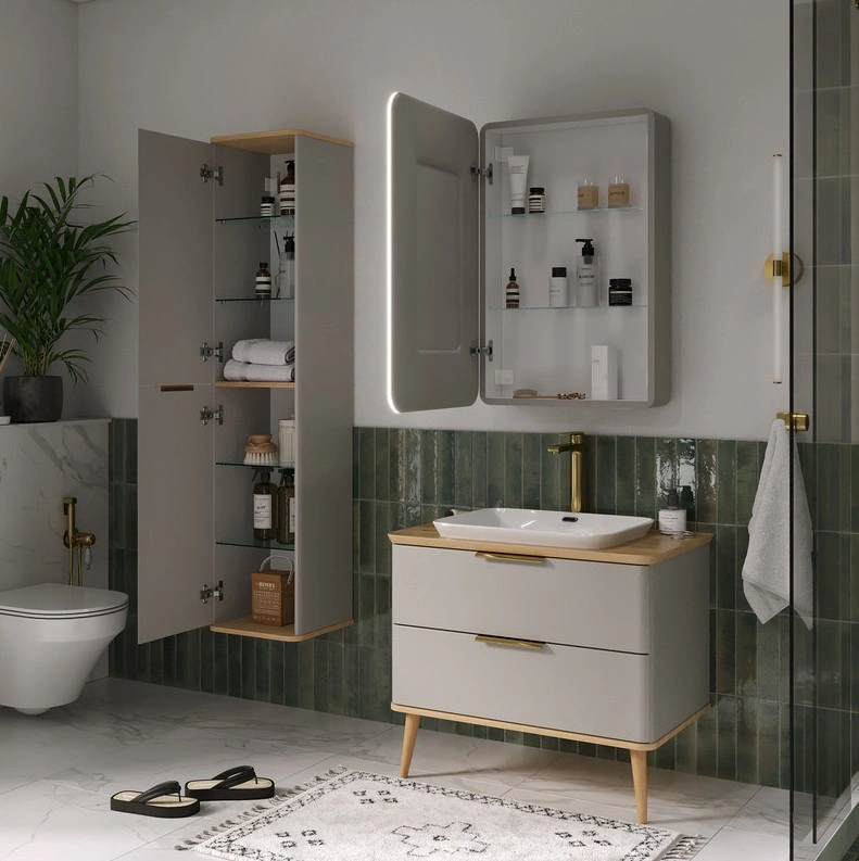 Зеркало-шкаф EQUIL Desert 57 с подсветкой, L, амарок