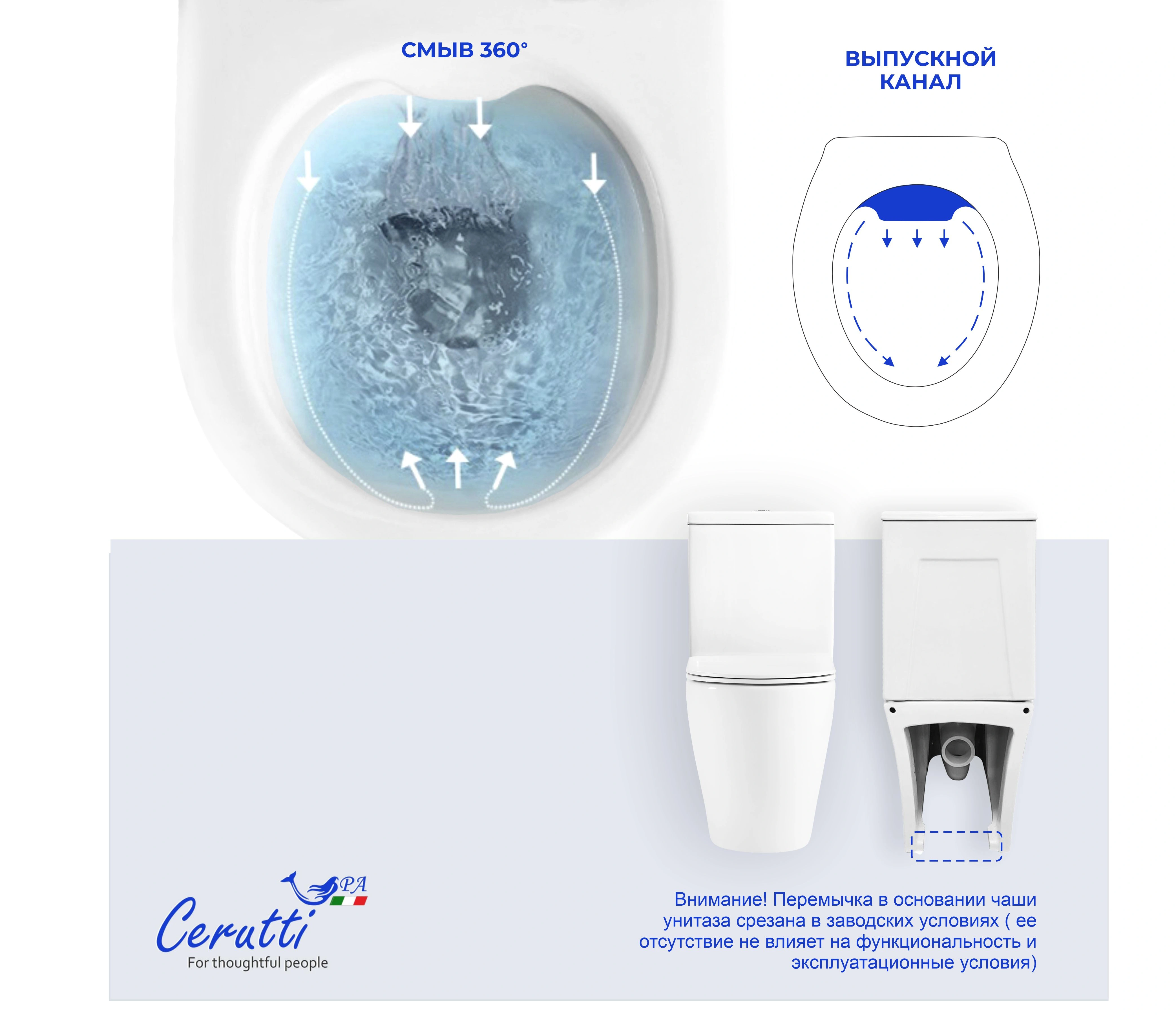Унитаз напольный Ceruttispa АДИДЖЕ (ADIGE) CT7836 безободковый (620х365х820) от магазина Vanna-Vanna.ru!