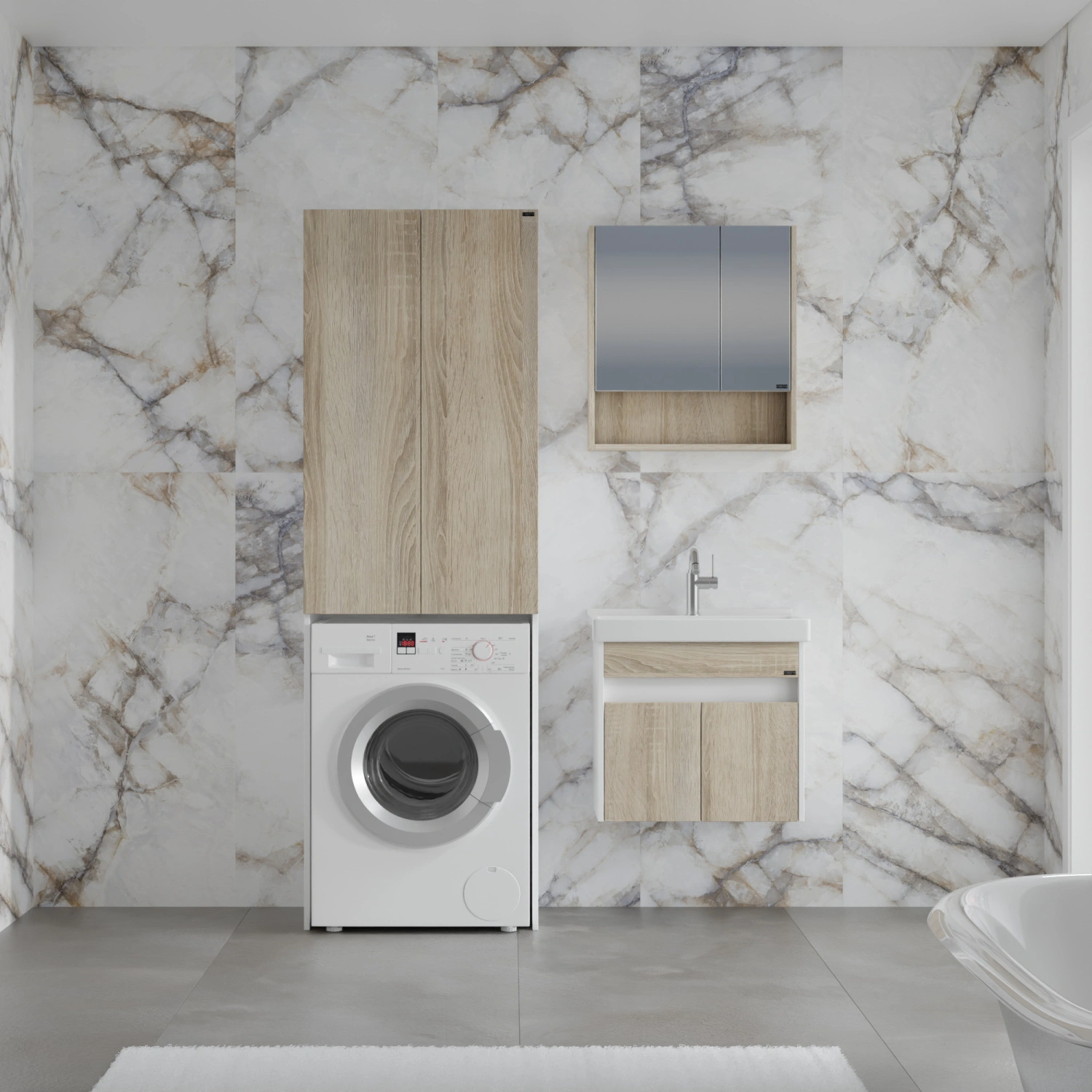 Тумба подвесная Санта Мира 60 с раковиной Fest 60, янтарный, белый от магазина Vanna-Vanna.ru!