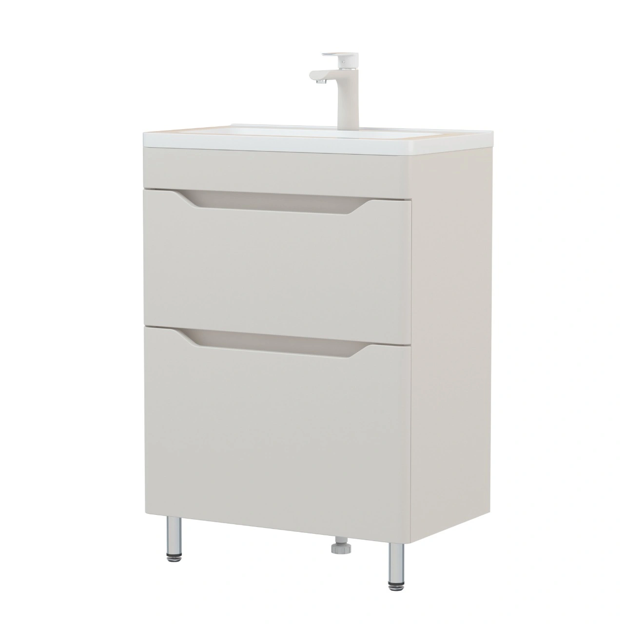 Тумба напольная Corozo Бирма 60 Z2, кашемир, с раковиной Modul Slim 60 от магазина Vanna-Vanna.ru!