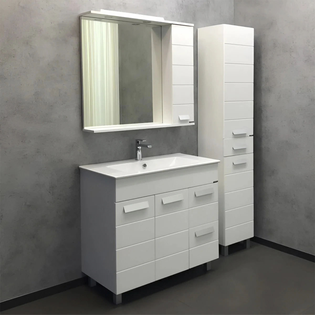 Тумба напольная Comforty Модена 90М белая с раковиной Квадро 90 от магазина Vanna-Vanna.ru!