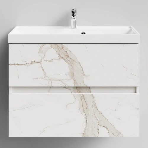 Тумба с раковиной Vod-ok Бест 80  подвесная, Мрамор Белый натур милк от магазина Vanna-Vanna.ru!