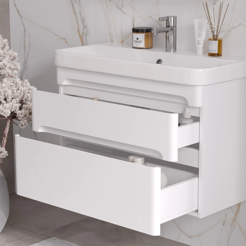 Тумба с раковиной EQUIL Nice 80 подвесная, 2 ящика, белый от магазина Vanna-Vanna.ru!