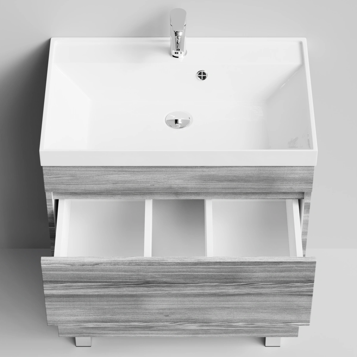 Тумба с раковиной Vod-ok Бест 70  напольная, Лиственница структурная контрастно-серая от магазина Vanna-Vanna.ru!