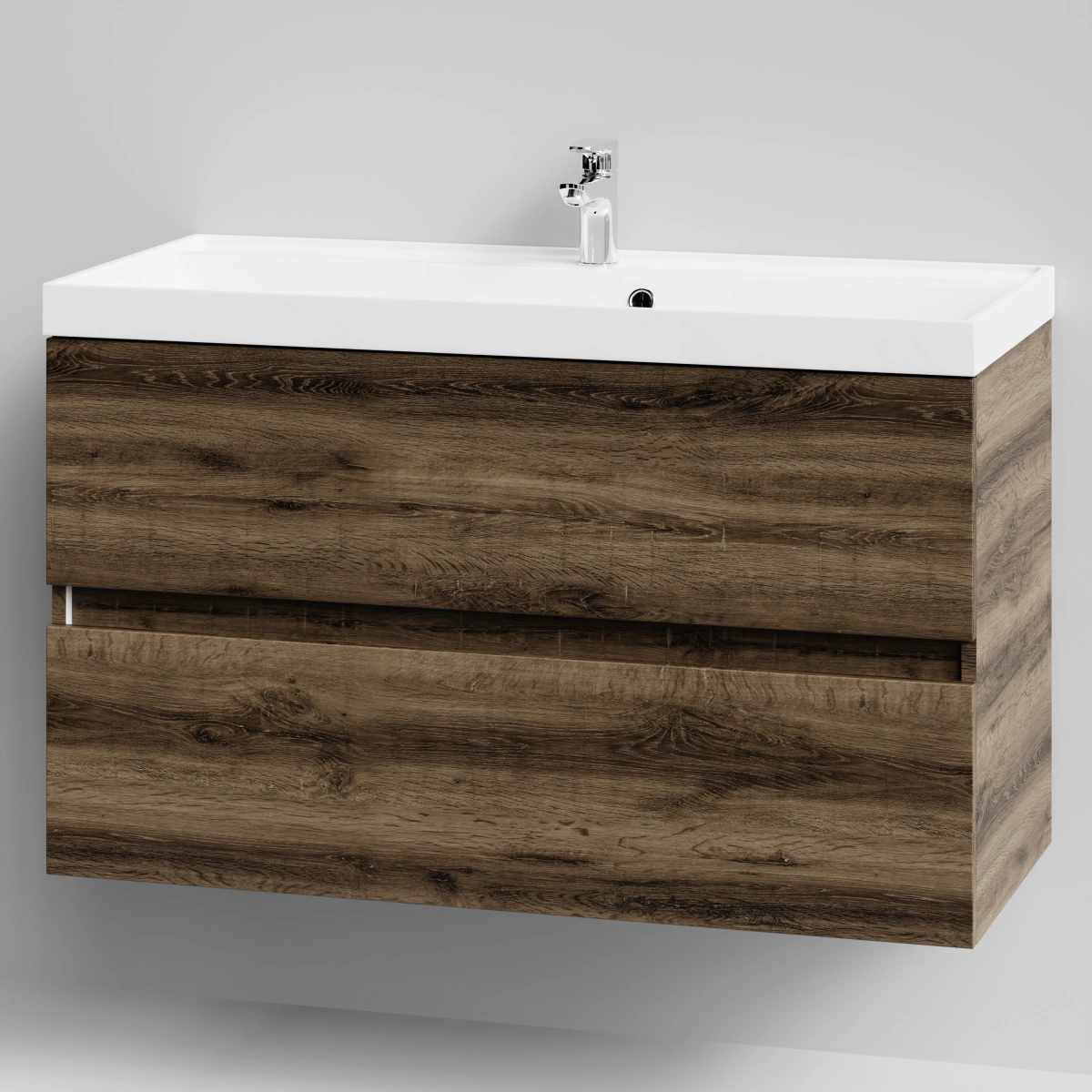 Тумба с раковиной Vod-ok Бест 100  подвесная, Дуб крымский коричневый от магазина Vanna-Vanna.ru!