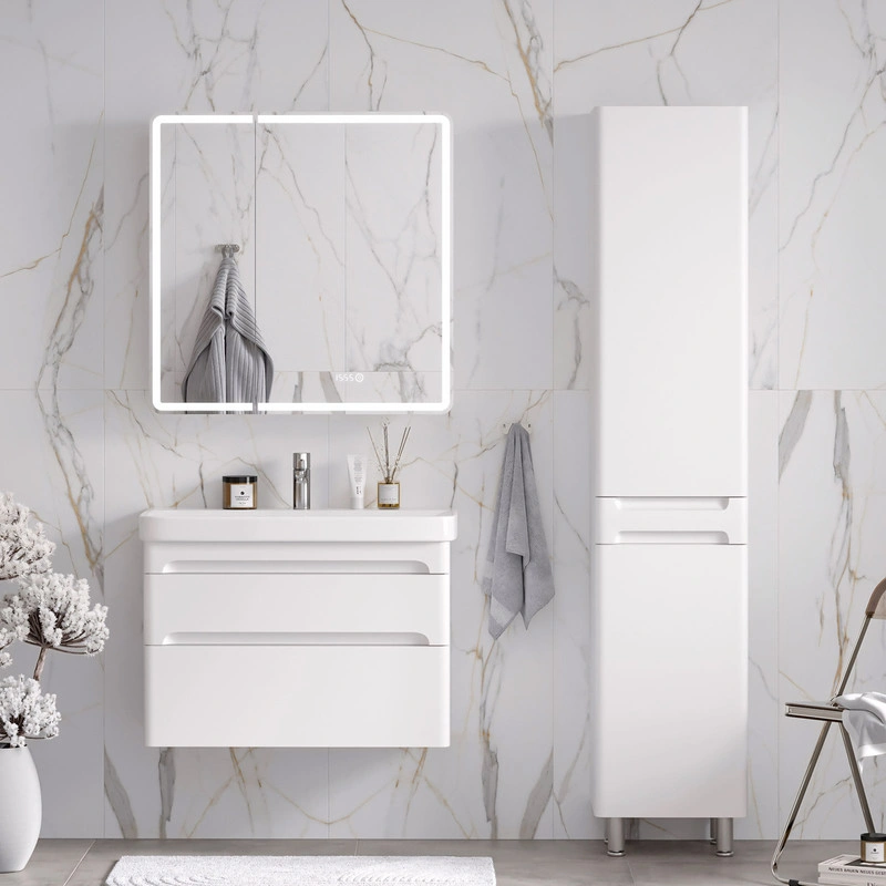 Тумба с раковиной EQUIL Nice 80 подвесная, 2 ящика, белый от магазина Vanna-Vanna.ru!