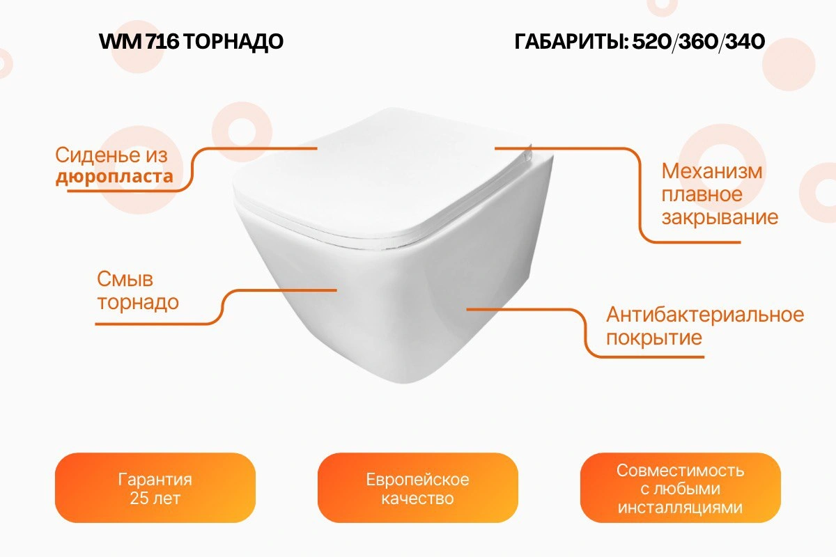 Унитаз Relisan WM 716 с инсталляцией WSIU1001, кнопка черная от магазина Vanna-Vanna.ru!