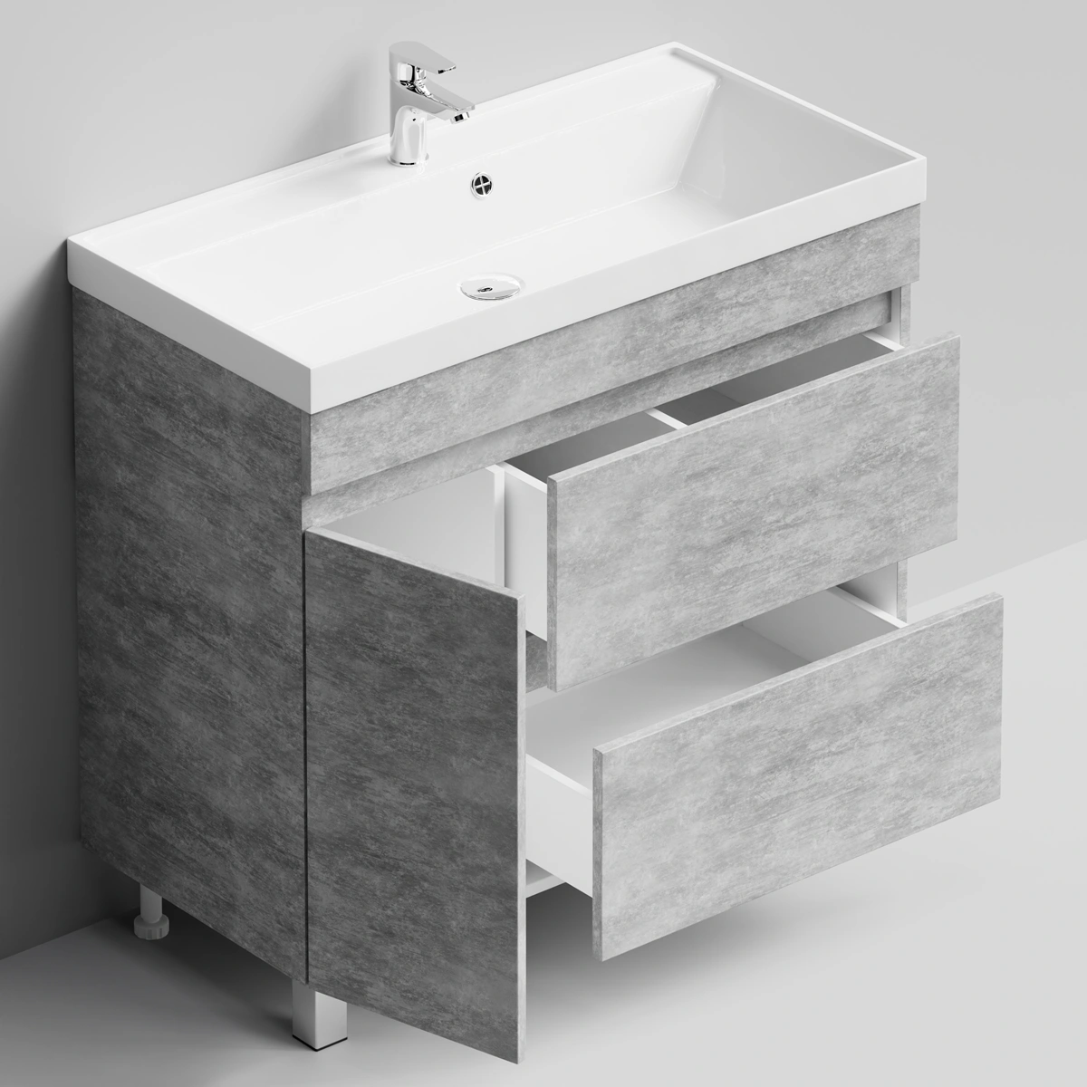 Тумба с раковиной Vod-ok Бест 90 правая дверь, напольная, Горный камень от магазина Vanna-Vanna.ru!