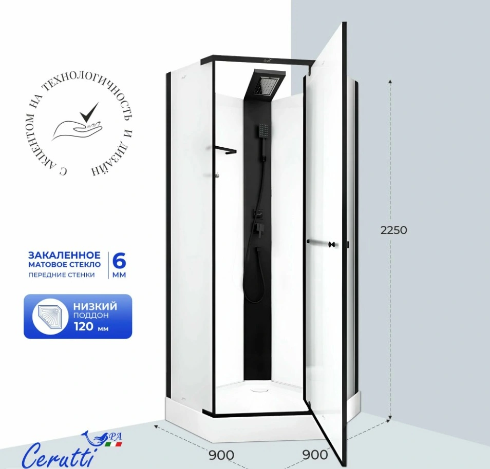Душевая кабина Ceruttispa CHIKA901BF (90x90x215-225) от магазина Vanna-Vanna.ru!