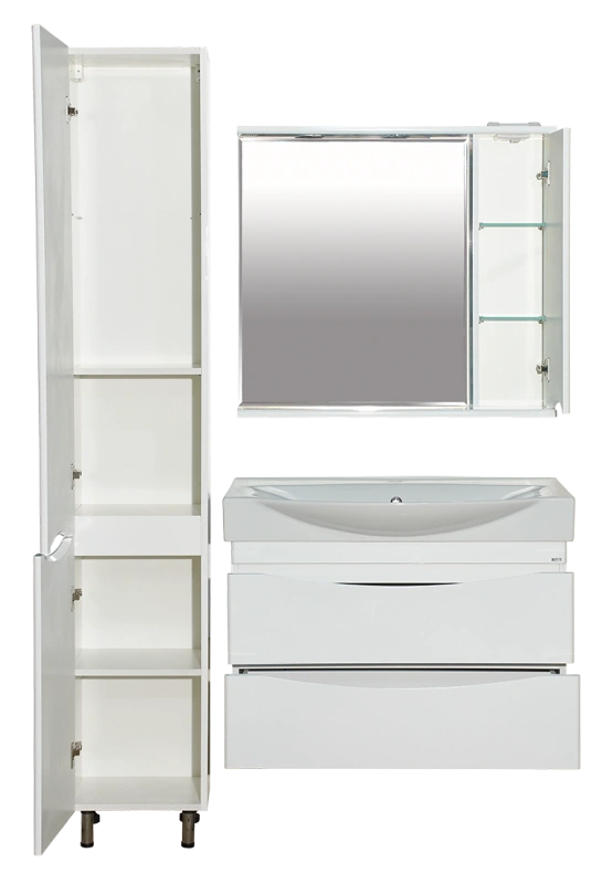 Зеркало со шкафчиком Misty Элвис 85 R, белый от магазина Vanna-Vanna.ru!