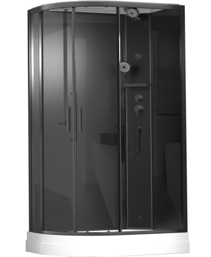 Душевая кабина Timo Premium ILMA Black 902 R с крышей, хамам и стульчиком 120*80*222 от магазина Vanna-Vanna.ru!