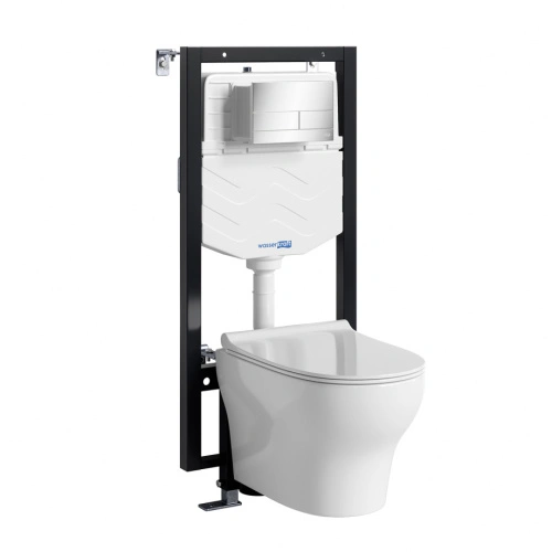 Унитаз подвесной WasserKRAFT 56TLT.010.ME.CH04.H001 с инсталляцией и кнопкой, белый от магазина Vanna-Vanna.ru!