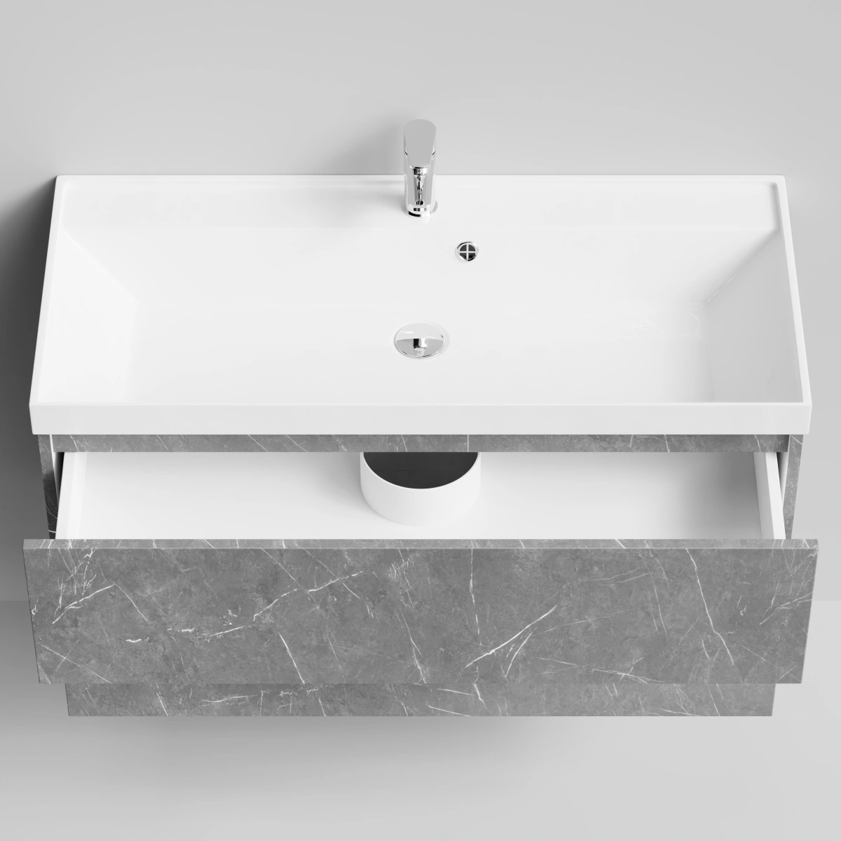 Тумба с раковиной Vod-ok Бест 100  подвесная, Мрамор Серый софт тач от магазина Vanna-Vanna.ru!