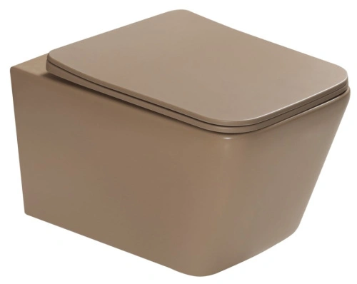 Унитаз SantiLine SL-5007T-BG подвесной, безободковый, с микролифт, светло-коричневый матовый от магазина Vanna-Vanna.ru!