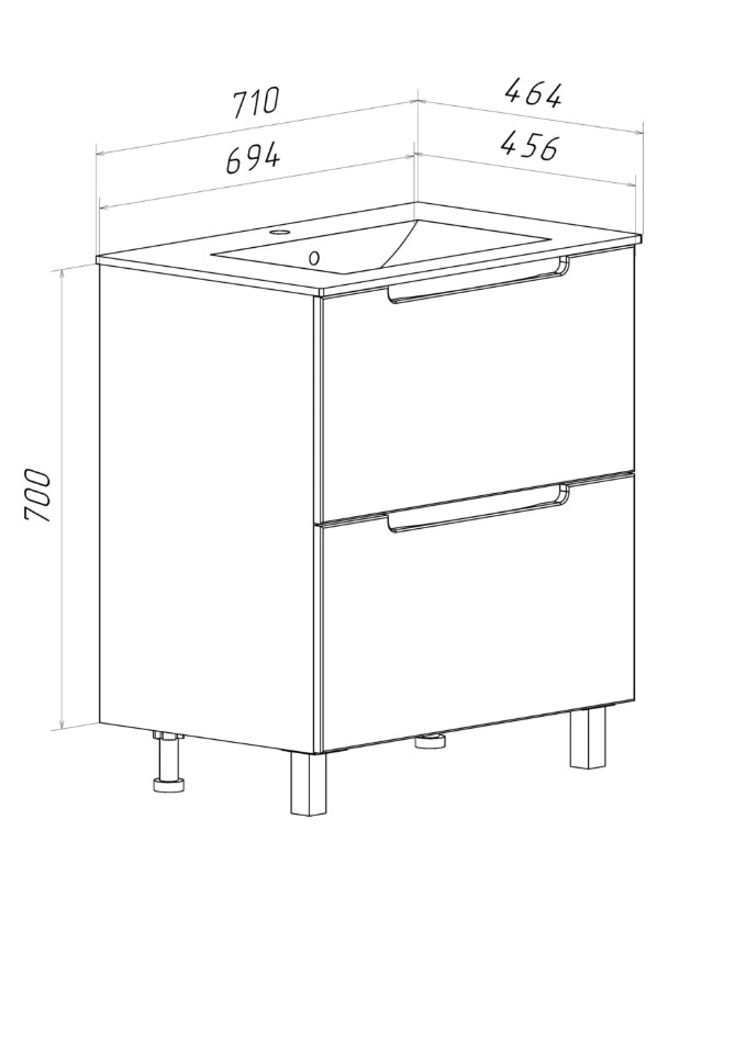 Тумба напольная Runo Лина 70 с раковиной Teffy 70, белый от магазина Vanna-Vanna.ru!
