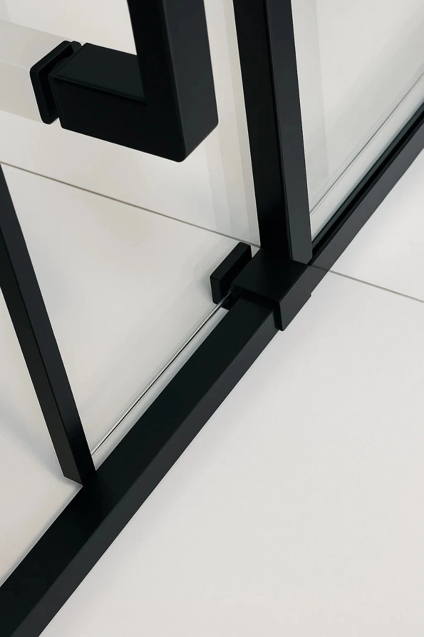 Душевой уголок Timo TDSS-130/03C-8L + TSS-1000/03C-8, 130x100 см, профиль черный, стекло прозрачное