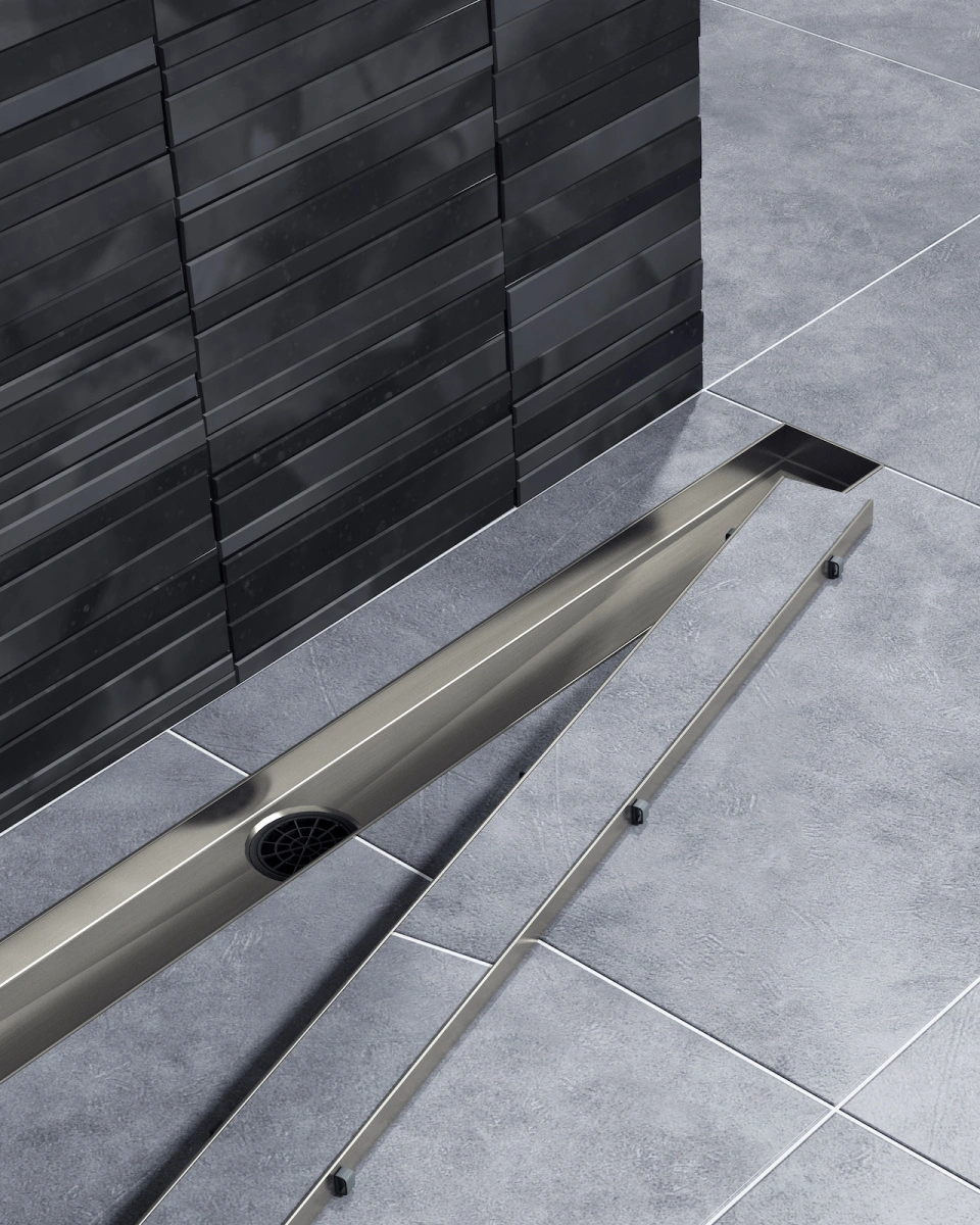 Душевой лоток TIMO Drain System 1000 с двусторонней панелью "plate" под плитку, Черное золото от магазина Vanna-Vanna.ru!