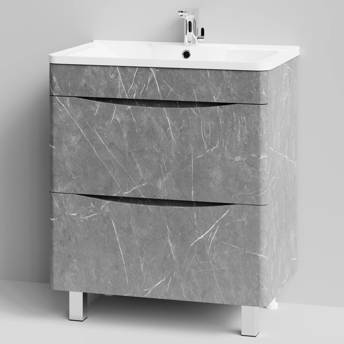Тумба с раковиной Vod-ok Адель 70 напольная, Мрамор Серый софт тач от магазина Vanna-Vanna.ru!