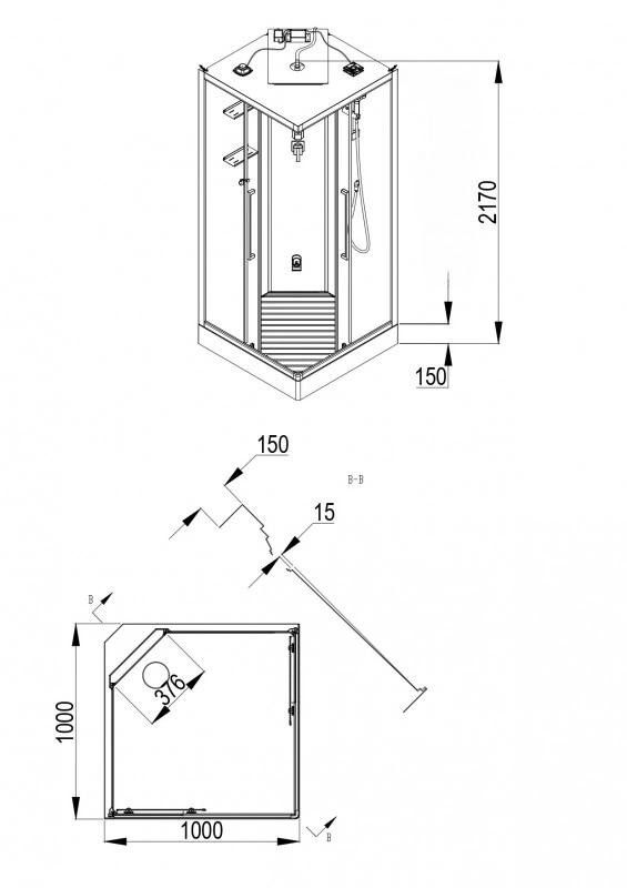 Душевая кабина с паром ESBANO ESBANO ESO-PARI-100CKR 100х100х217 от магазина Vanna-Vanna.ru!