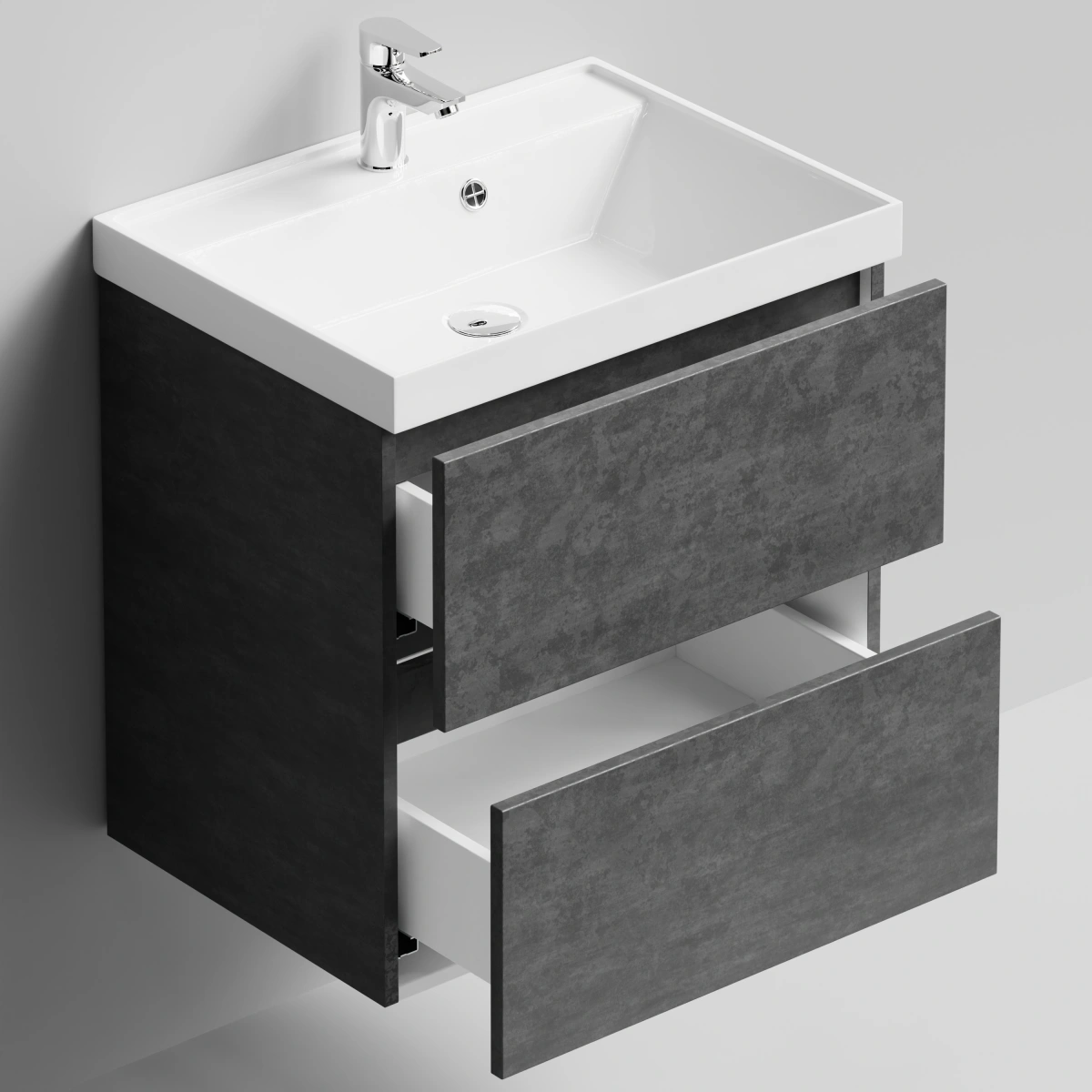 Тумба с раковиной Vod-ok Бест 60  подвесная, Серый камень от магазина Vanna-Vanna.ru!