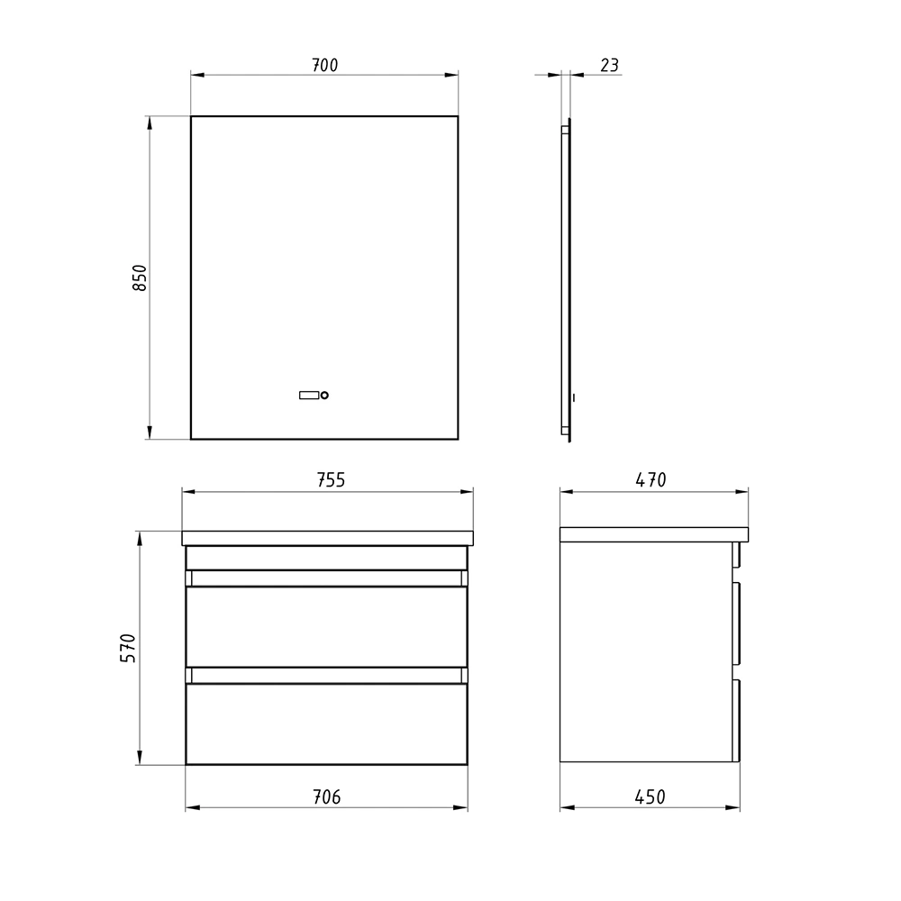 Мебель для ванной Асб-мебель Лира 75 комплект, подвесной, белый