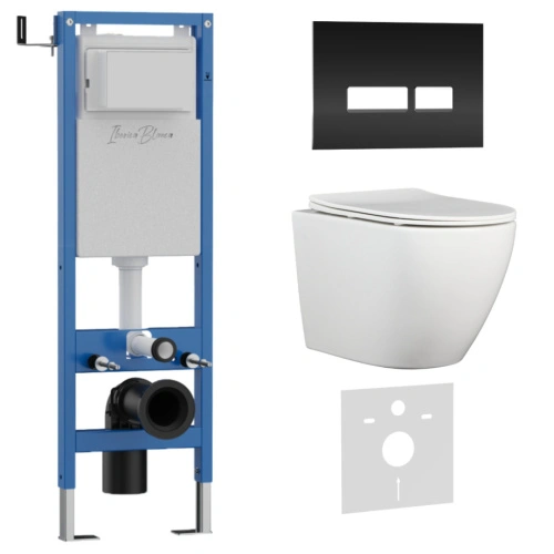 Комплект 3в1 IBERICA BLANCA инсталляция SILENCIO MINI, унитаз BILBAO ALTO белый, кнопка смыва CRYSTAL-R черный глянцевый (IB.001M.BLA.231.2211) от магазина Vanna-Vanna.ru!