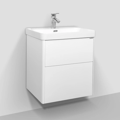 Тумба подвесная Comforty Сенеж-60 белый глянец с раковиной CF19595BX-60 от магазина Vanna-Vanna.ru!