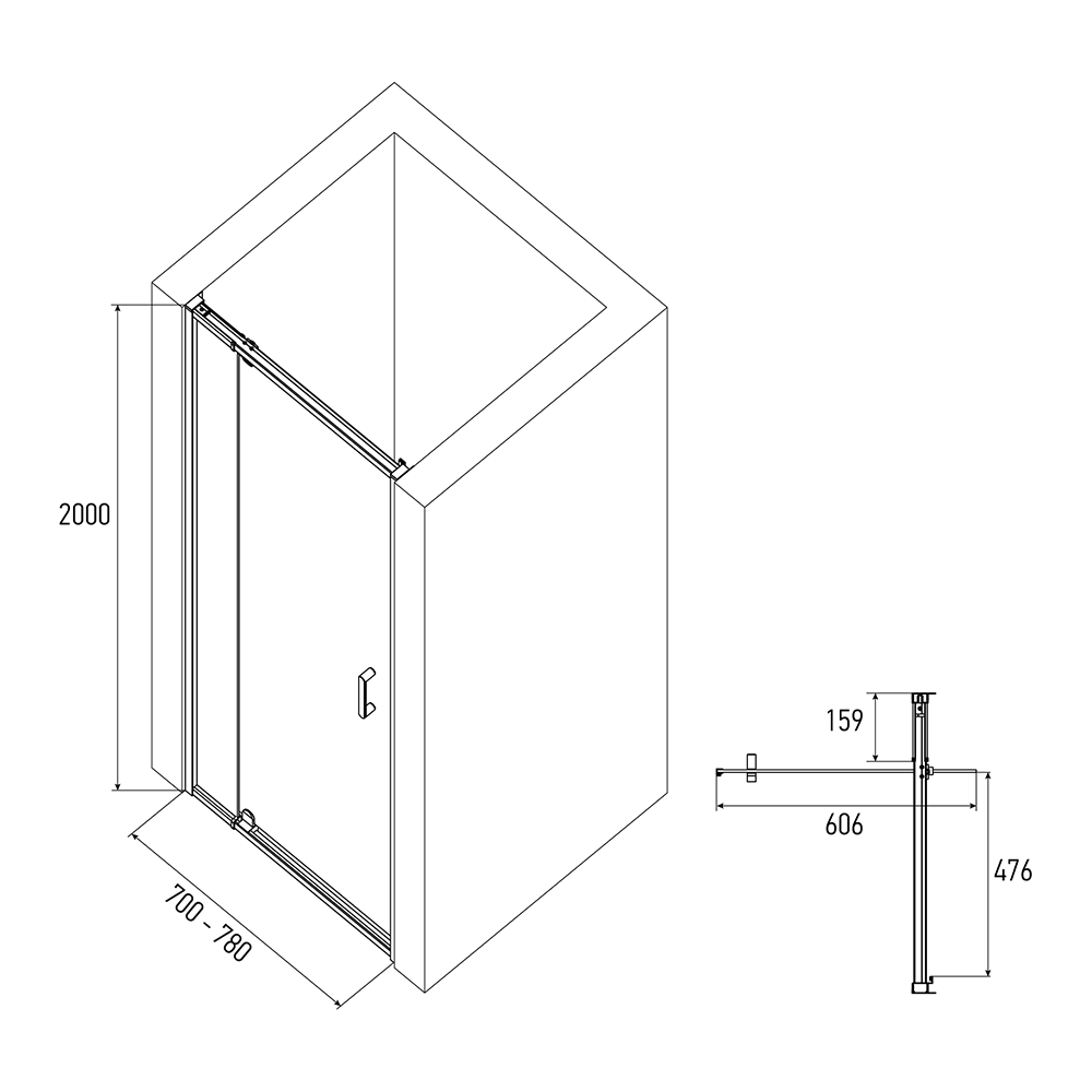 Душевая дверь Alex Baitler AB72B70 70 см распашная, тонированное стекло, черный от магазина Vanna-Vanna.ru!