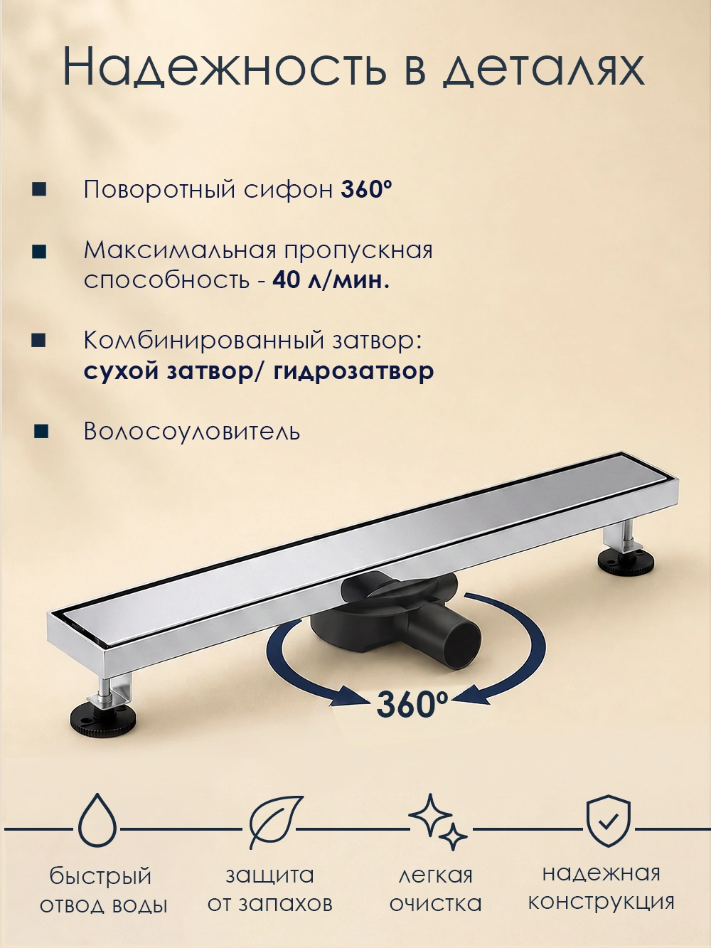 Душевой лоток WasserKraft Нирс 30D60 хром от магазина Vanna-Vanna.ru!
