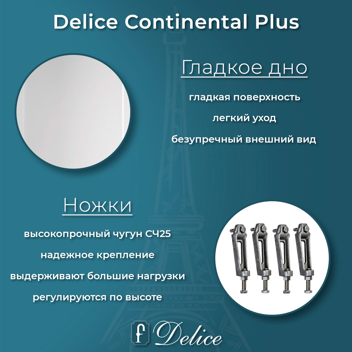Ванна чугунная Delice Continental PLUS 170х70 DLR230634 от магазина Vanna-Vanna.ru!