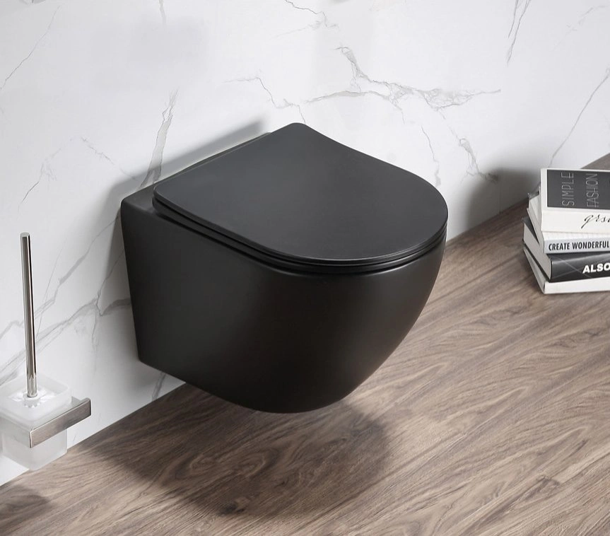 Унитаз подвесной SantiLine SL-5018MB+SL-03 с инсталляцией и кнопкой, черный от магазина Vanna-Vanna.ru!