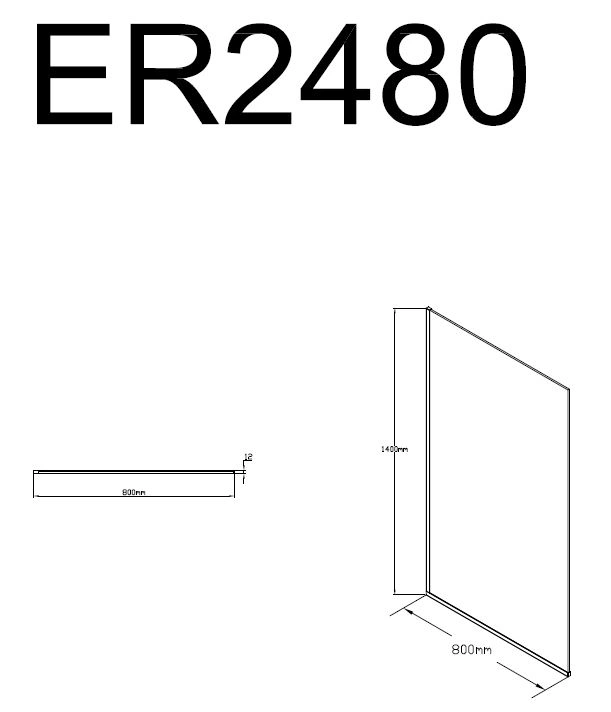 Стеклянная шторка Erlit ER2480B2 800x145 см профиль черный от магазина Vanna-Vanna.ru!