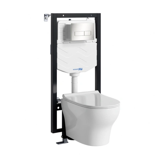 Унитаз подвесной WasserKRAFT 56TLT.010.ME.BN03.H001 с инсталляцией и кнопкой, белый от магазина Vanna-Vanna.ru!